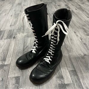 MARSELL BLACK LEATHER LACE UP BOOTS SZ 35.5 MADE IN ITALY BACK ZIP